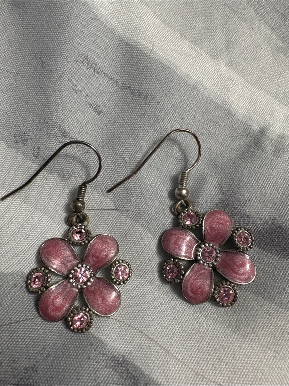 Pink Flower Drop Earrings - Women Jewelry